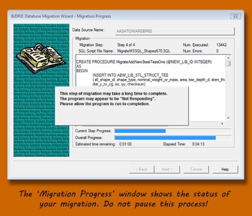 migration completion status window